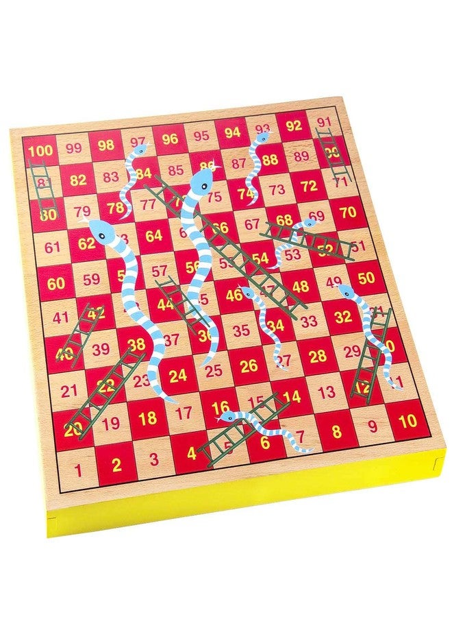 AMEROUS 12 inches Wooden Ludo Board Game - Snakes and Ladders, 2 in 1 Reversible, 1-4 Players Family Dice Games Set for Kids, Adults, Classics Tabletop Version (Gift Box Packed) - Image 5